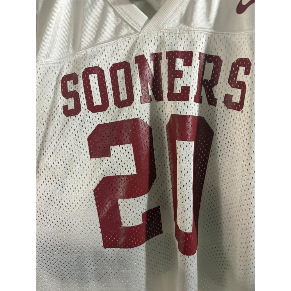 Nike Football Jersey Mens XXL White Excellent Oklahoma Sooners #20 Mesh V-Neck - Picture 5 of 11